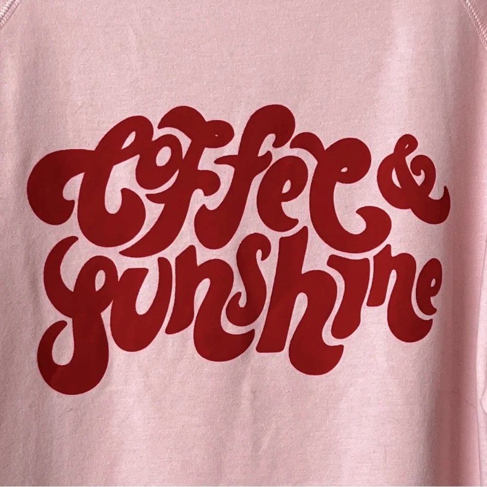 WILDFOX Coffee & Sunshine Pullover Lightweight Sweatshirt Pink M - Picture 3 of 6